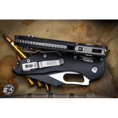 Microtech Stitch Ram-LOK Manual 3.75" Black Serrated – Tactical Knife