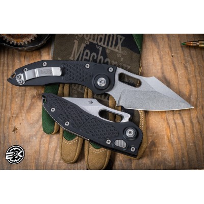 Microtech Stitch Automatic – Stonewash Blade & Black Handle