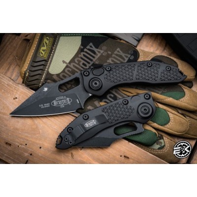 Microtech Stitch Automatic – Black Apocalyptic M390 Blade