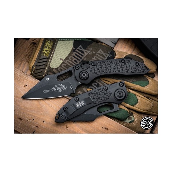 Microtech/Borka Blades Stitch Automatic Folding Knife 3.75" Black Apocalyptic