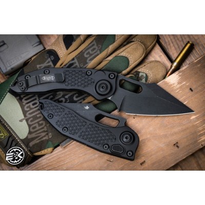 Microtech Stitch Automatic – Black Apocalyptic M390 Blade