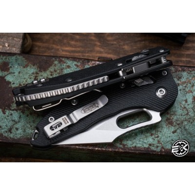 Microtech Stitch Ram-LOK Manual – Black Aluminum Serrated Blade