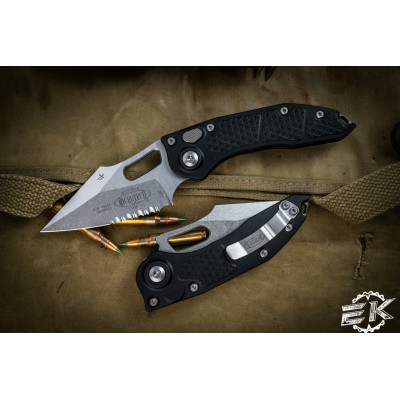 Microtech Stitch Automatic – 3.75" Stonewash Serrated Blade