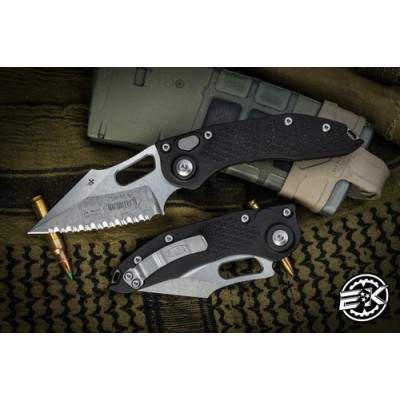 Microtech Stitch Automatic Knife – 3.75" Stonewash Serrated Blade