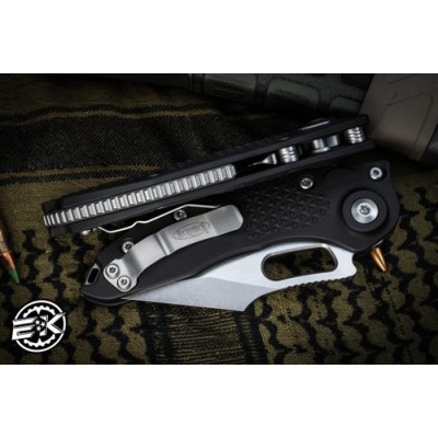 Microtech Stitch Automatic Knife – 3.75" Stonewash Serrated Blade