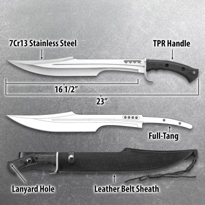 Tactical Spartan Warrior Sword – Full-Tang 23” Blade