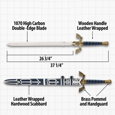 Deluxe Zelda Master Sword – Full-Tang Blade & Leather Scabbard