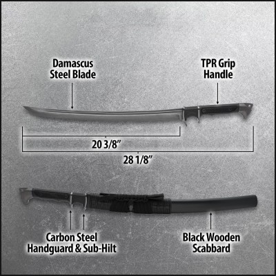 Modern Damascus Wakizashi – Tactical Sub-Hilt Blade