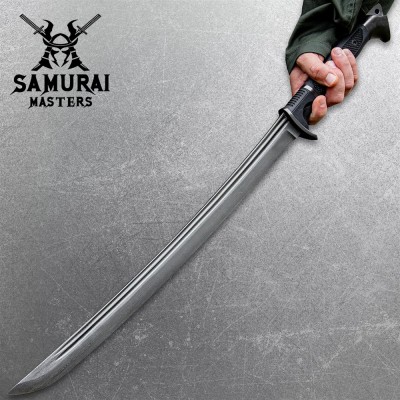 Modern Damascus Wakizashi – Tactical Sub-Hilt Blade