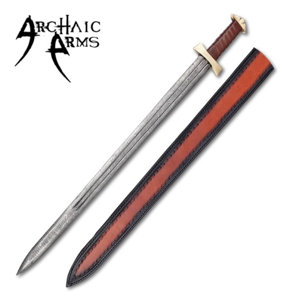 Golden High Strike Damascus Steel Battle Viking Sword