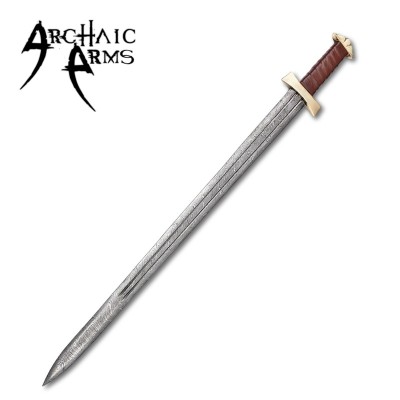 Golden High Strike Damascus Steel Battle Viking Sword