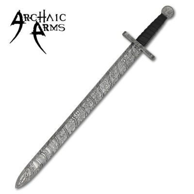 Damascus Steel Sword with Leather Handle  – Collector’s Piece