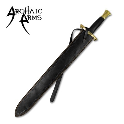 Hand-Forged Medieval Damascus Steel Sword with Brass Guard