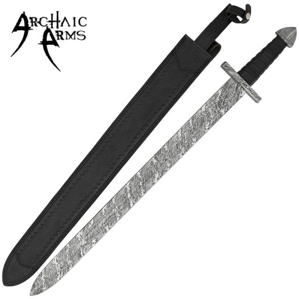 Damascus Steel Sword – Full Tang with Leather Sheath