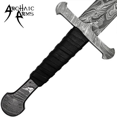 Damascus Steel Sword – Full Tang with Leather Sheath