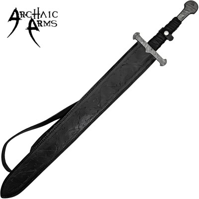 Damascus Steel Sword – Full Tang with Leather Sheath