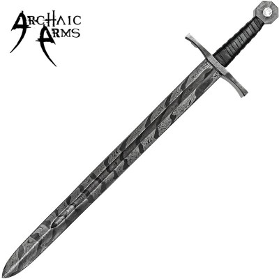 Damascus Steel Medieval Sword – Full Tang with Leather Sheath