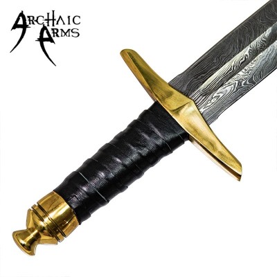 Hand-Forged Twist Damascus Steel Medieval Sword with Brass Guard