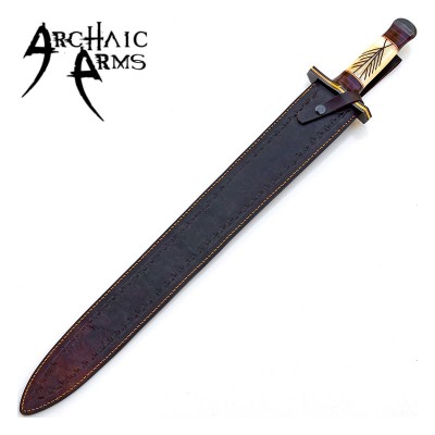 Firestorm Damascus Viking Sword with Camel Bone Handle & Rune