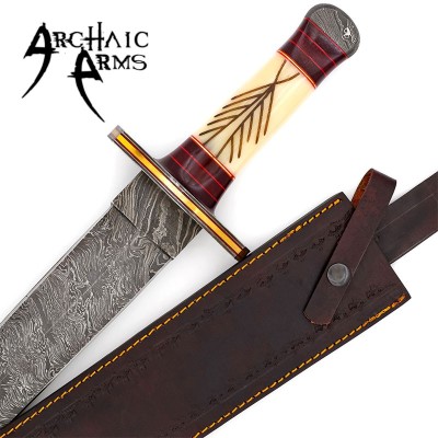 Firestorm Damascus Viking Sword with Camel Bone Handle & Rune