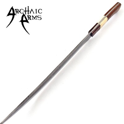 Hand-Forged Damascus Germanic Long Sword with Leather Sheath