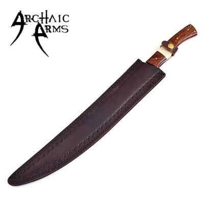 Hand-Forged Damascus Germanic Long Sword with Leather Sheath