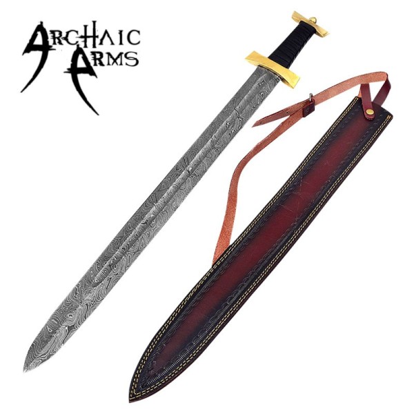 Ancient Roman Inspired Damascus Steel Spatha Historical Replica Sword