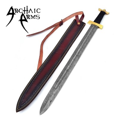 Ancient Roman Spatha Damascus Steel Sword – Historical Replica