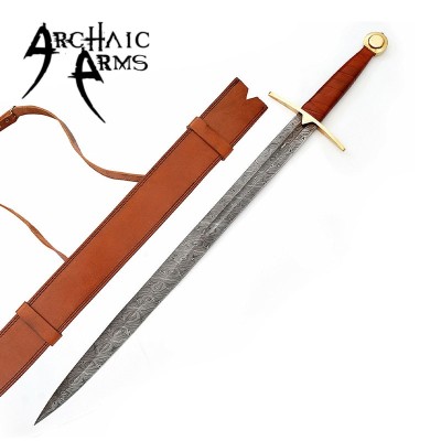 Full Tang Wolfskin Raider Damascus Viking Sword – Battle Ready