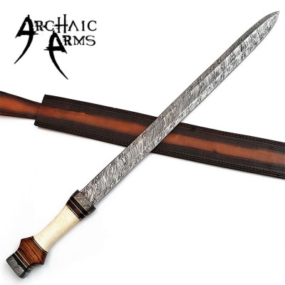 Roman Infantry Horn Damascus Steel Sword – Legionnaire’s Blade