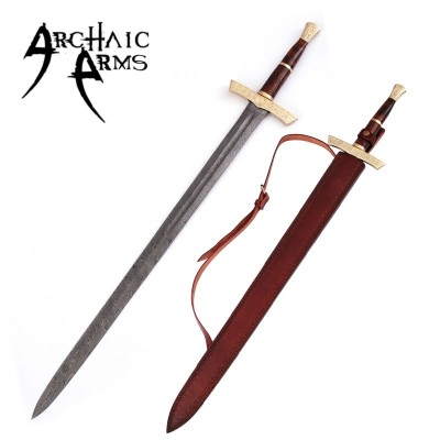 Elite Duelist Damascus Steel Sword – Floral Brass Guard & Sheath