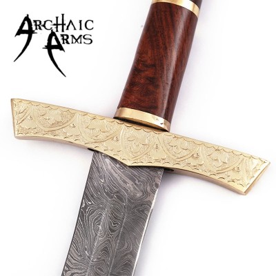 Elite Duelist Damascus Steel Sword – Floral Brass Guard & Sheath