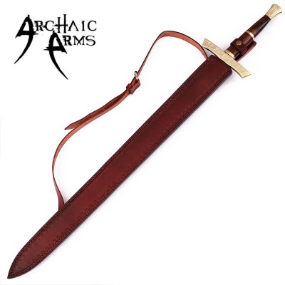 Elite Duelist Damascus Steel Sword – Floral Brass Guard & Sheath