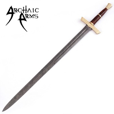 Elite Duelist Damascus Steel Sword – Floral Brass Guard & Sheath