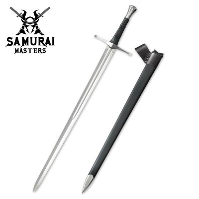 Tactical Broadsword – High Carbon Steel, Full-Tang, Wooden Scabbard