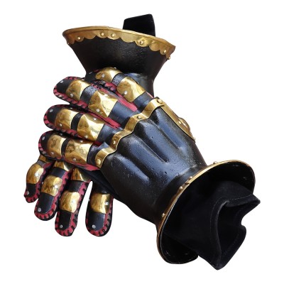 The Cursed Black Knight Medieval Armor Gauntlets – 16-Gauge Steel