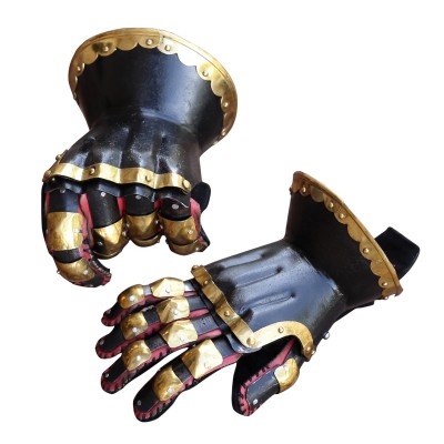 The Cursed Black Knight Medieval Armor Gauntlets – 16-Gauge Steel