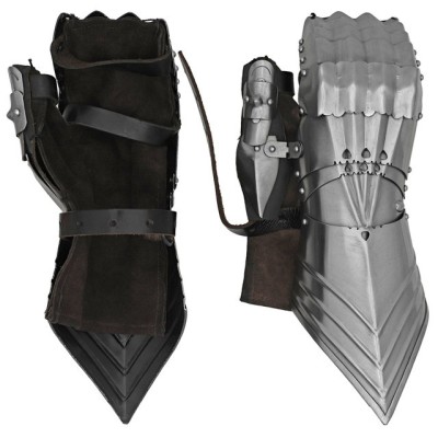 Gothic Mitten Armor Gauntlets – 18-Gauge Steel, Leather Gloves