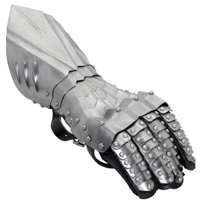 Medieval 18G Steel Gauntlets – Fully Articulated, Suede Gloves