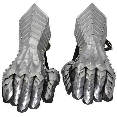 Gothic Spiked Medieval Gauntlets – 18G Steel, Leather Gloves Included