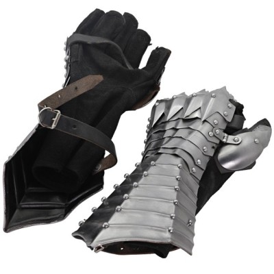 Gothic Spiked Medieval Gauntlets – 18G Steel, Leather Gloves Included