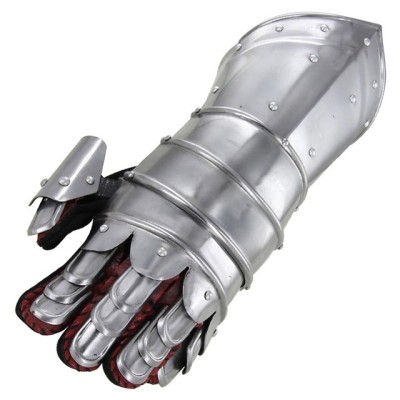 Medieval Knights 20G Steel Gauntlets with Suede Gloves & Leather Patch