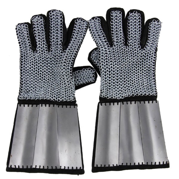 Medieval Holy Land & Defender Chainmail Gauntlets with Steel Plates