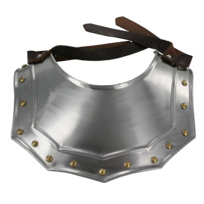 Renaissance Armor Gorget – 18-Gauge Steel Neck Plate with Brass Studs