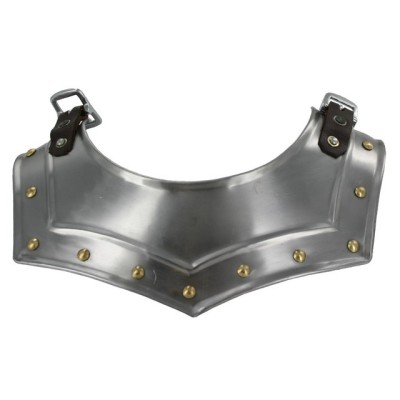 Renaissance Armor Gorget – 18-Gauge Steel Neck Plate with Brass Studs