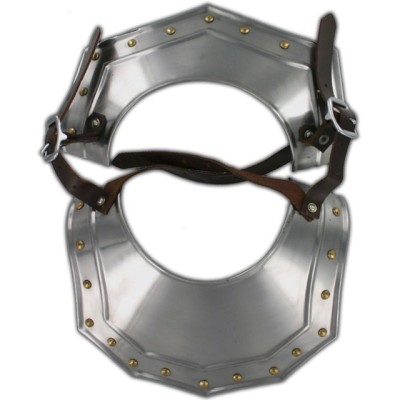 Renaissance Armor Gorget – 18-Gauge Steel Neck Plate with Brass Studs