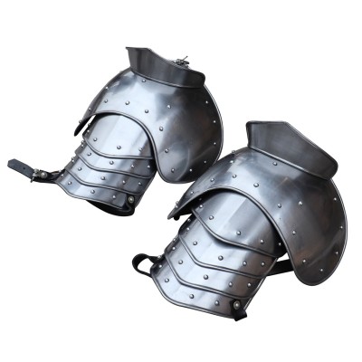 Medieval Warrior Riveted Pauldrons – 18G Steel Shoulder Armor