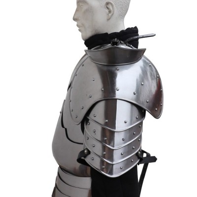 Medieval Warrior Riveted Pauldrons – 18G Steel Shoulder Armor