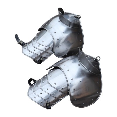 Medieval Warrior Riveted Pauldrons – 18G Steel Shoulder Armor