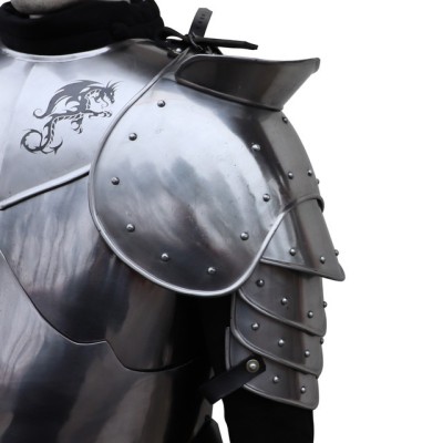 Medieval Warrior Riveted Pauldrons – 18G Steel Shoulder Armor